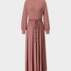 Wholesale Ribbed Drawstring Dress-Rose Dresses