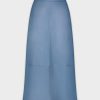 Best Midi Seamed Leather Skirt-Light Blue Skirts