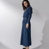 Clearance Gathered Waist Denim Skirt-Blue Sets