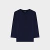 Clearance Ribbed High V 3Q-Navy Tees