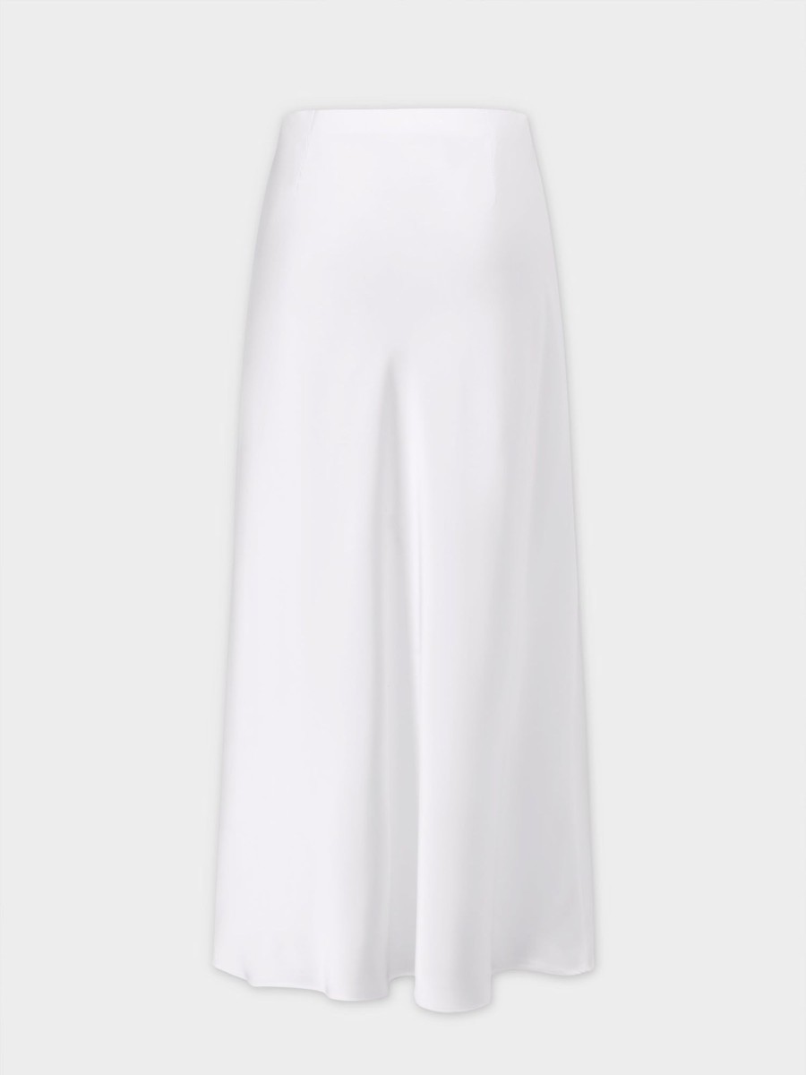 Hot Satin Slip Skirt-White Skirts