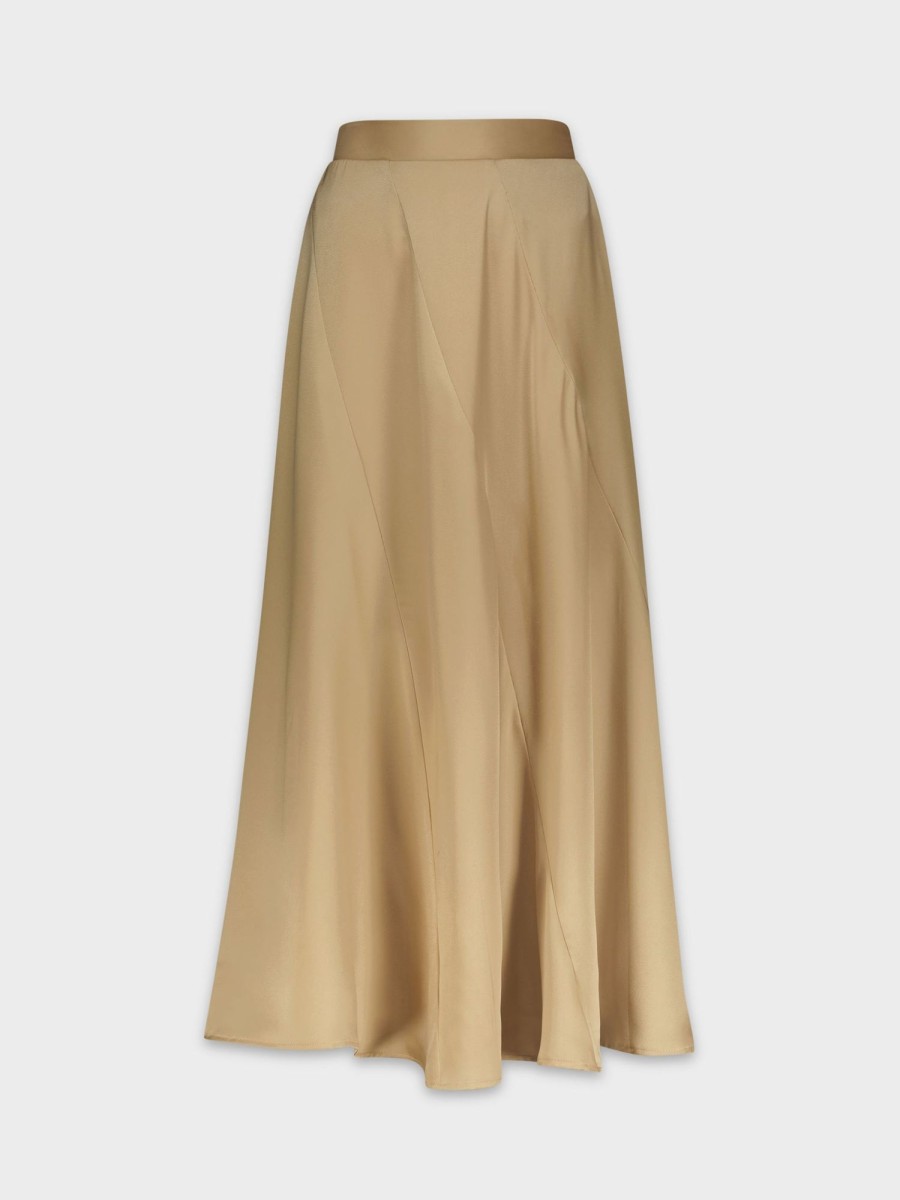 Clearance Full Satin Skirt-Tan Skirts