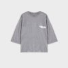 Wholesale Pocket Tab Tee-Grey/White Tees