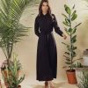 Wholesale Silk Patterned A-Line Shirtdress-Black Dresses