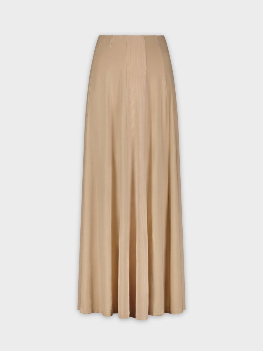 New Ribbed Paneled Skirt 38"-Tan Skirts