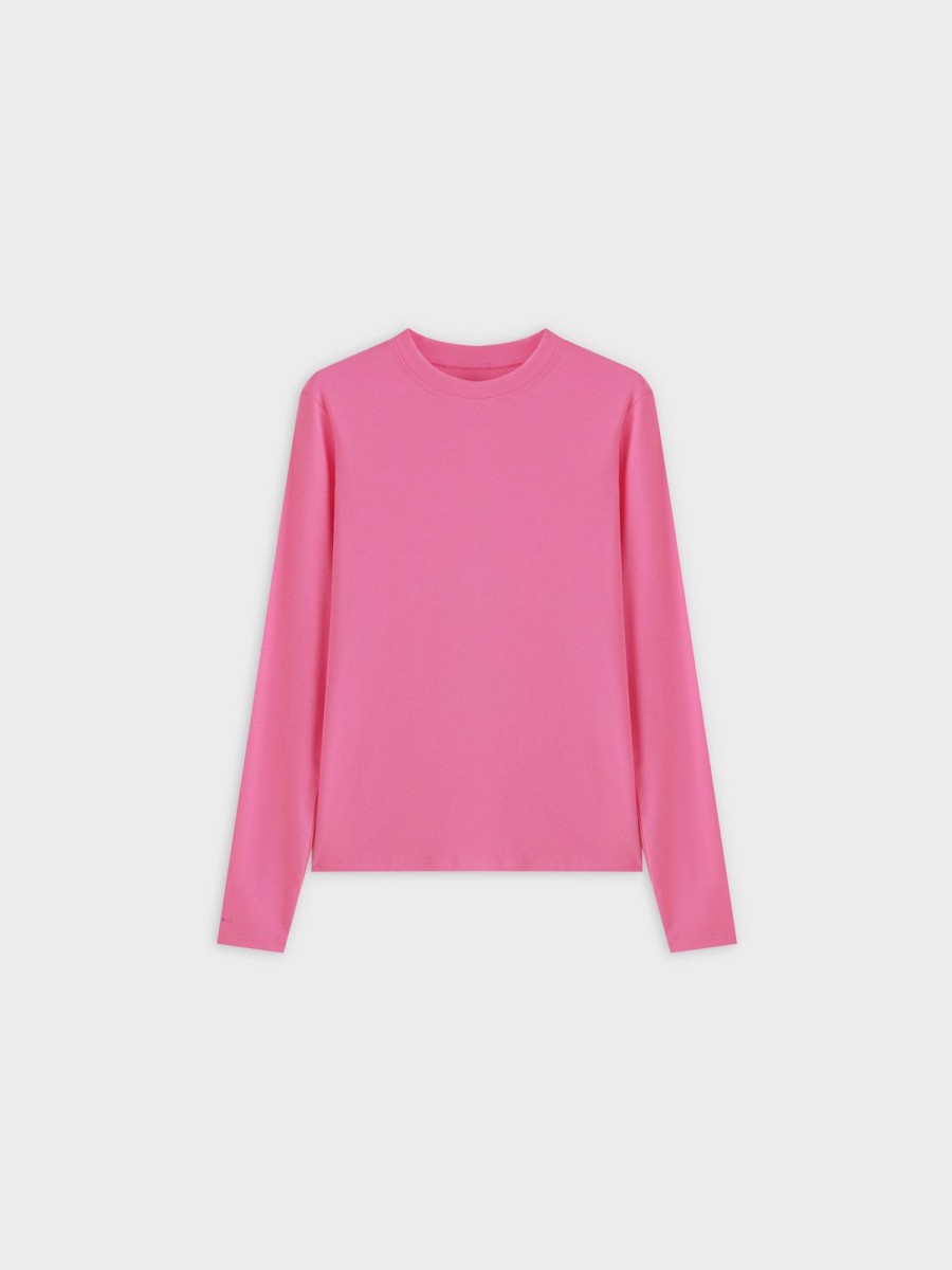 Wholesale Classic Tee Long Sleeve-Bright Pink Tees