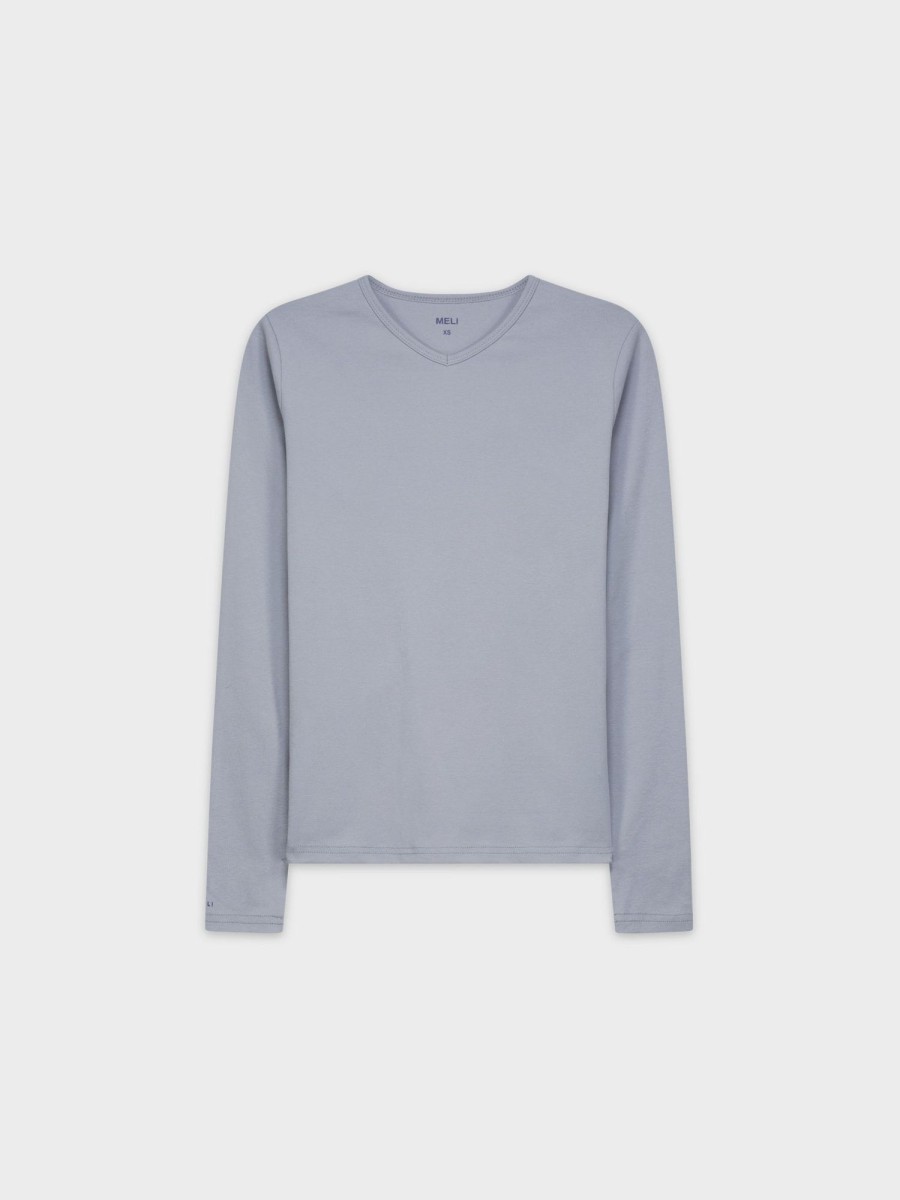 Best Basic High V Tee Ls-Sky Blue Tees