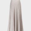 Hot Linen Blend A-Line Skirt-Cream Skirts