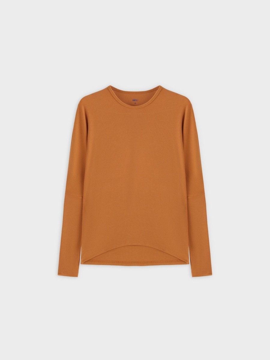 Online Crew Ribbed Dolman-Cognac Tees