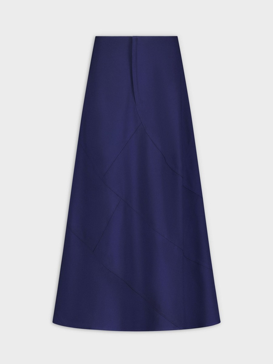 Wholesale Seamed A-Line Skirt-Navy Skirts