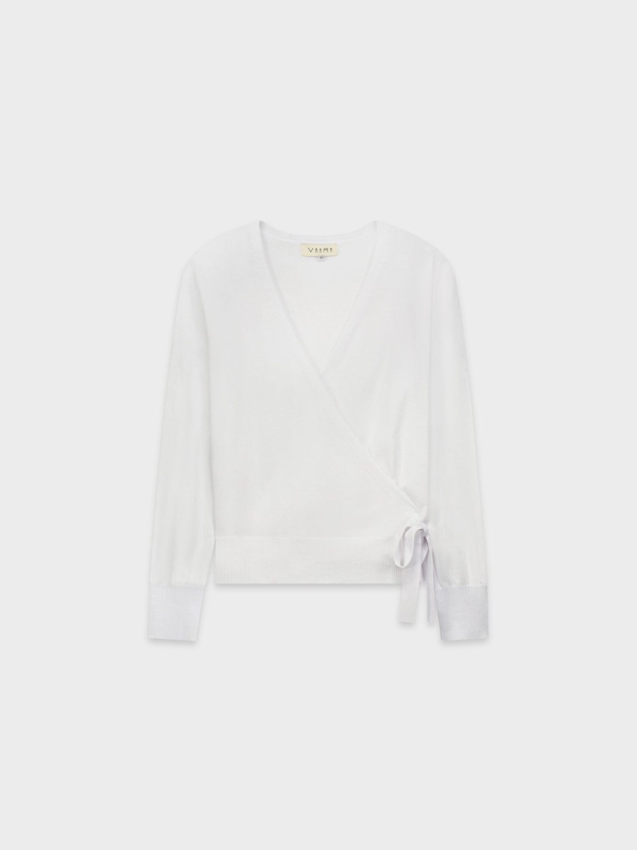 Clearance Lightweight Wrap Sweater-White Tops