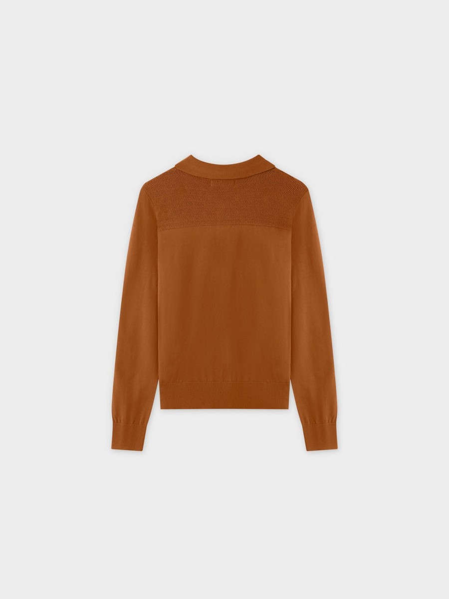 New Mesh Top Sweater-Brown Tops