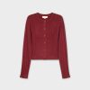 Hot Cropped Ribbed Design Cardigan-Burgundy Tops