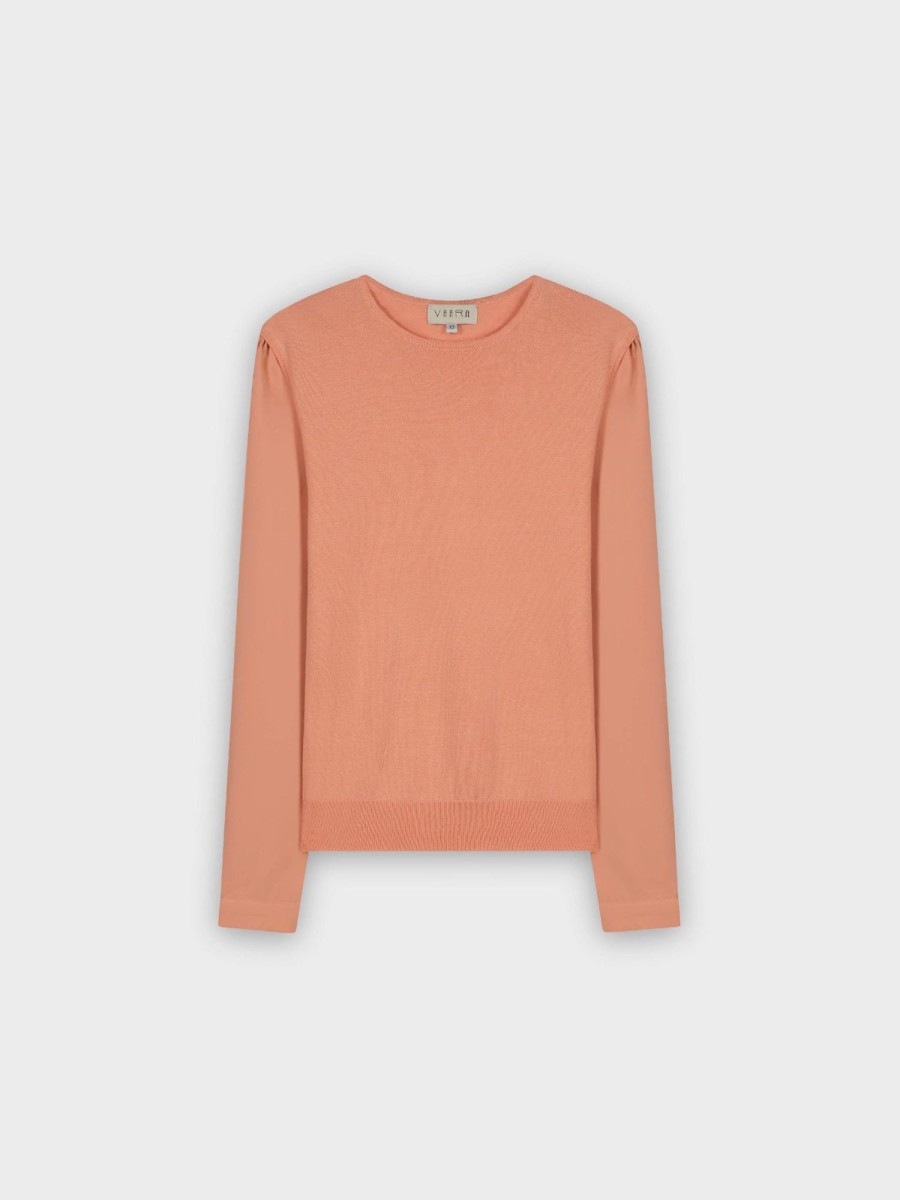 Clearance Knitted Vest Sweater-Peach Tops