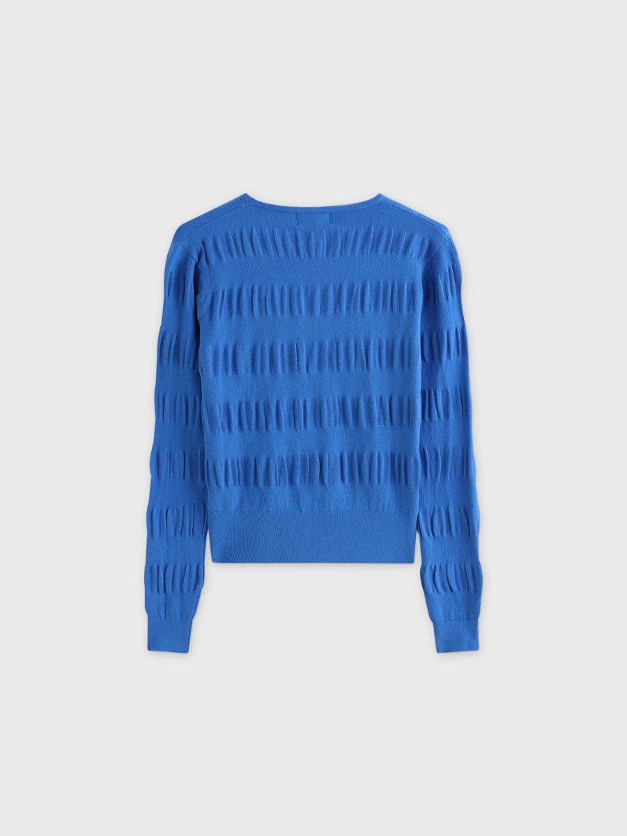 Online Ruched Sweater-Grecian Blue Tops