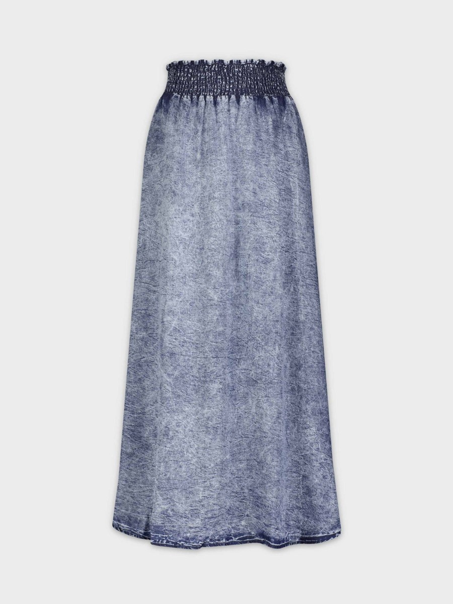 Hot Waisted Skirt-Blue Wash Denim Skirts