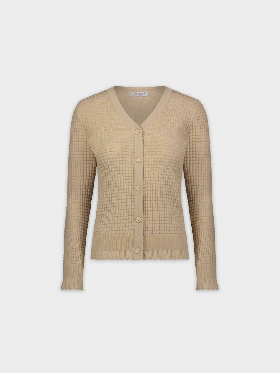 Best Ruffle Bottom Cardigan-Tan Tops