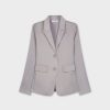 Clearance Satin Blazer-Grey Tops