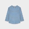 Clearance Striped Boxy Tee-Blue/White Tees