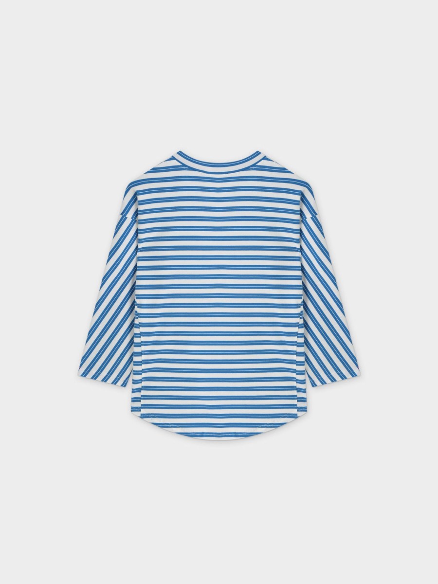 Clearance Striped Boxy Tee-Blue/White Tees