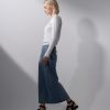 Wholesale Curve Seam Denim Skirt-Blue Wash Skirts