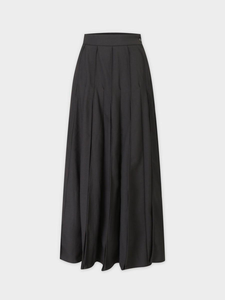 Best Top Stitched Pleated Skirt-Black Skirts