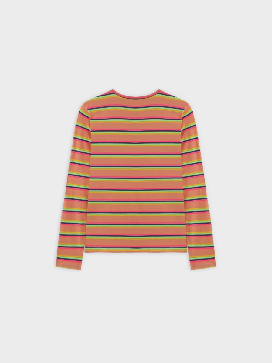 Online Neon Stripe Crew-Multi Color Teen Tops