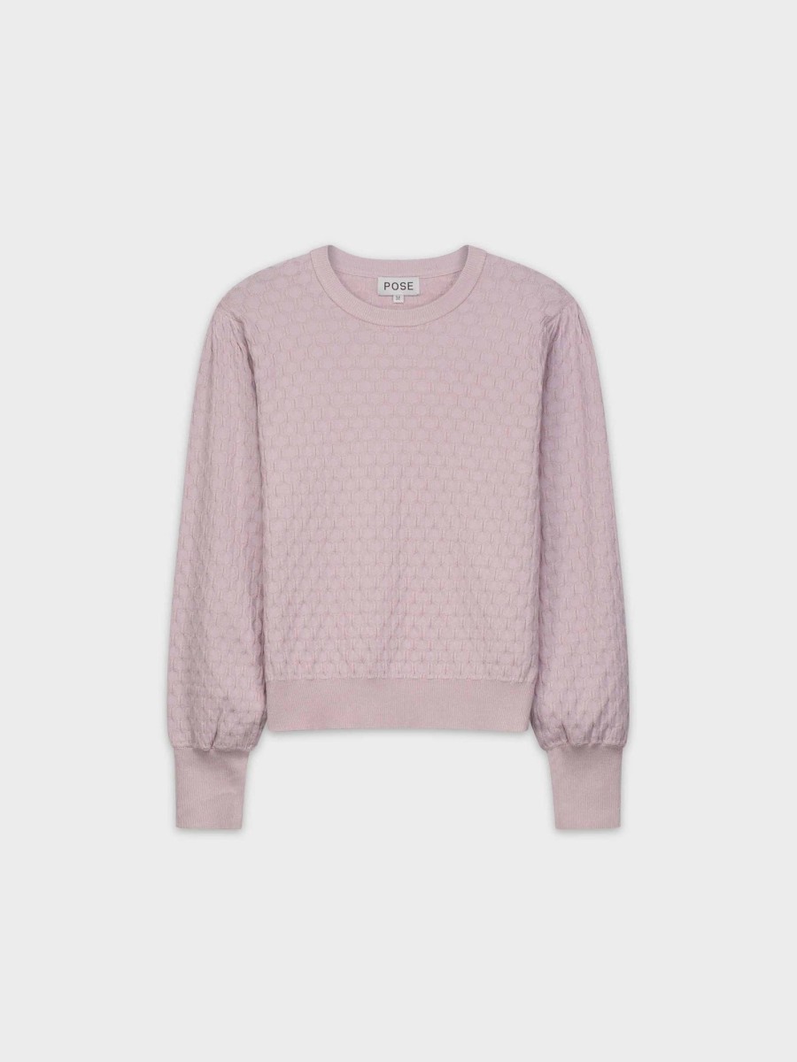 Clearance Octagon Design Sweater-Lilac Tops