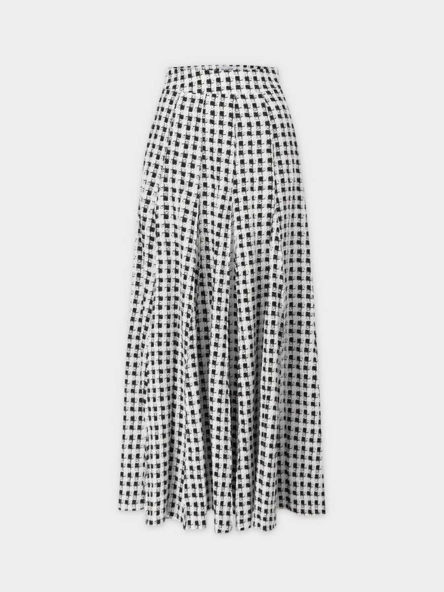 Online Top Stitched Pleated Skirt-B/W Checkered Sets