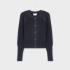 New Crochet Crew Cardigan-Navy Tops