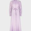 Hot Basic Belted A-Line Dress-Lavender Dresses