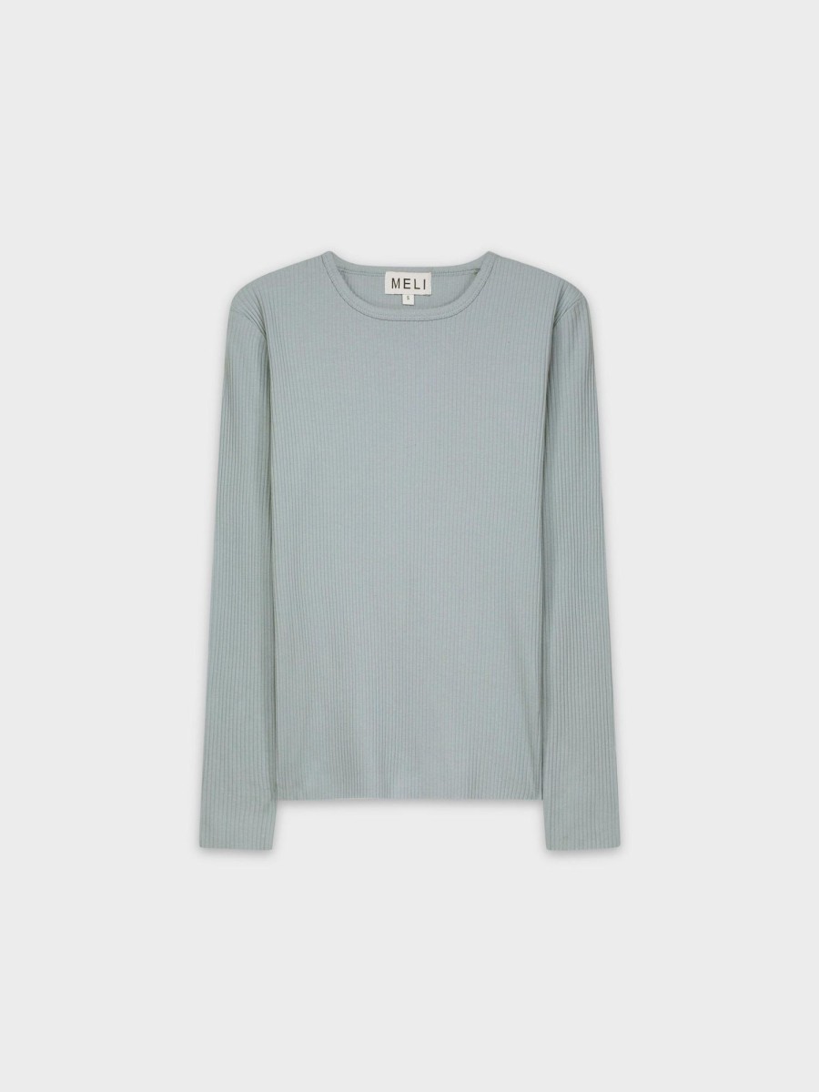 Best Wide Ribbed Crew-Blue Grey Tees