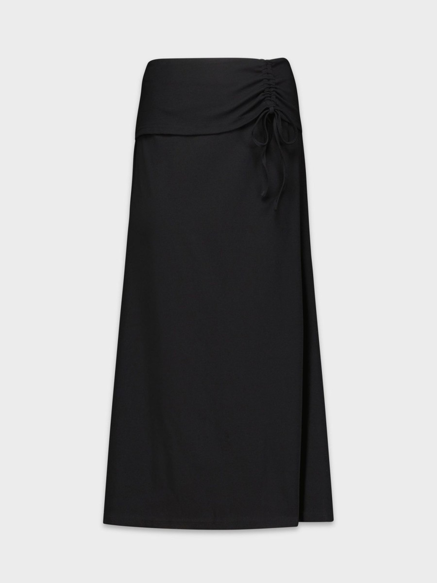 New Overlay Shirred Skirt-Black Skirts