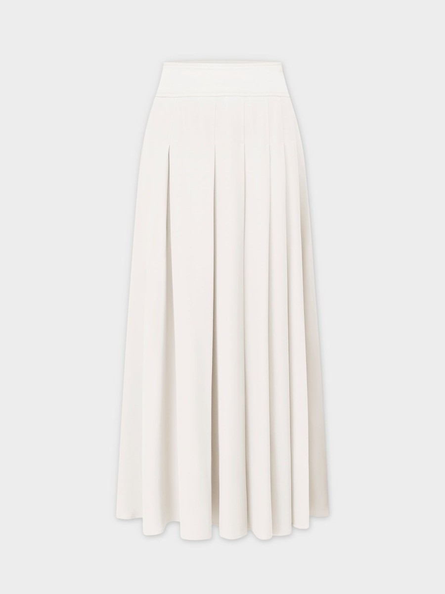 Best Yolk Pleated Skirt 37"-White Skirts