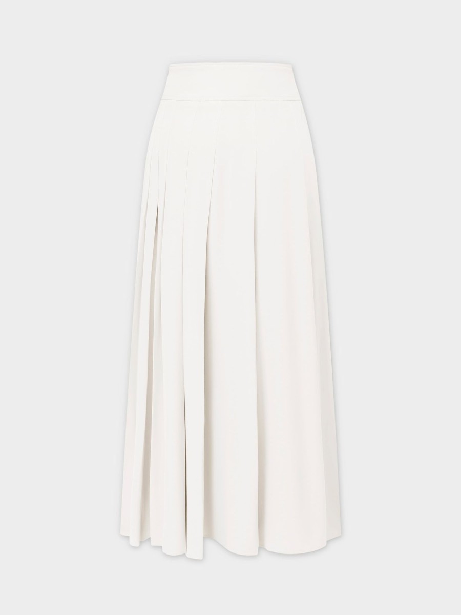 Best Yolk Pleated Skirt 37"-White Skirts