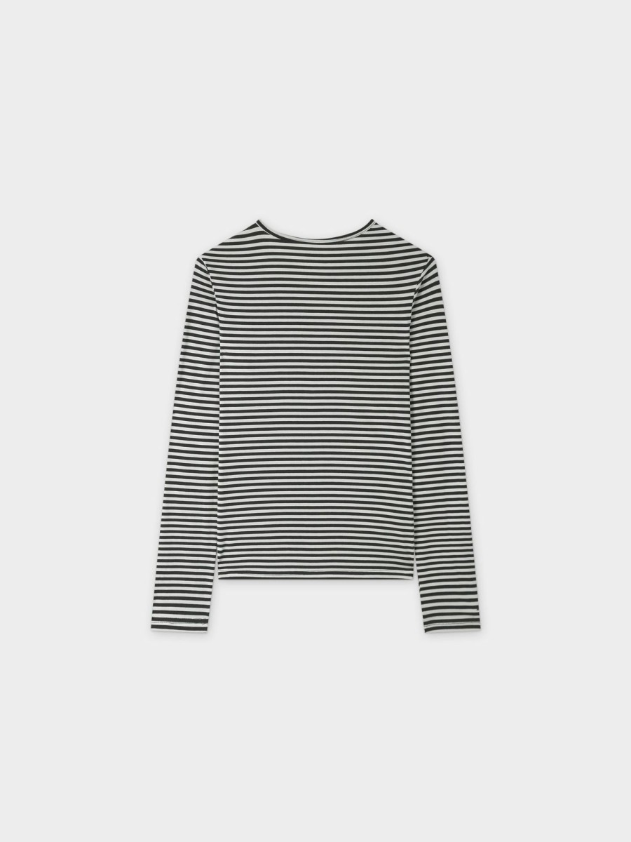 Best Thin Stripe High V Tee-Black/White Tees