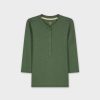 Online 4 Button Henley Tee-Green Tees