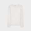 Clearance Wide Ribbed Crew-White Tees