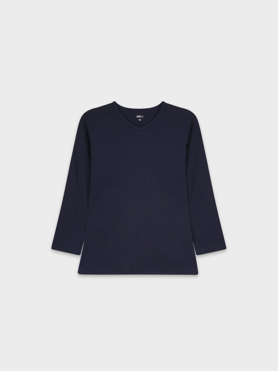 Best Basic High V Tee 3Q-Navy Tees