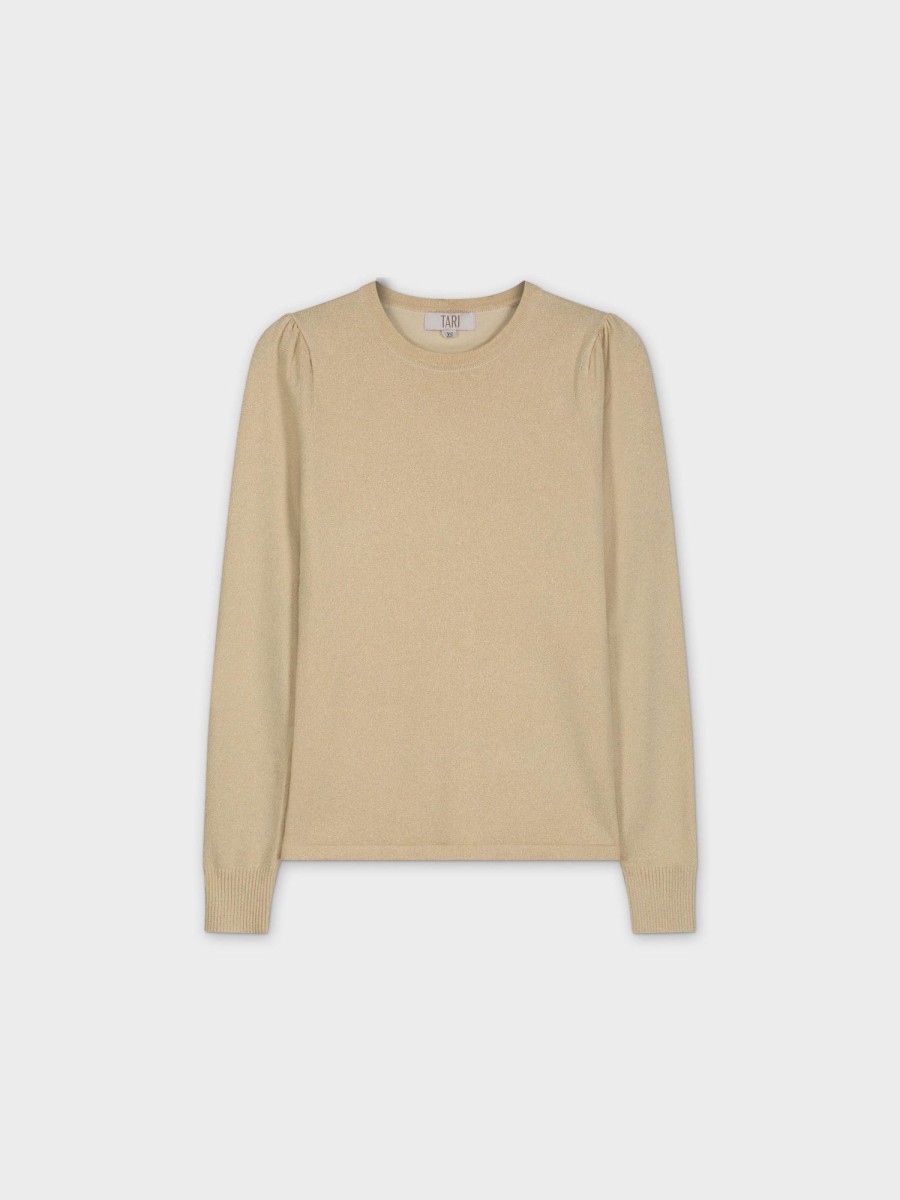 Clearance Lurex Crew Sweater-Gold Tops