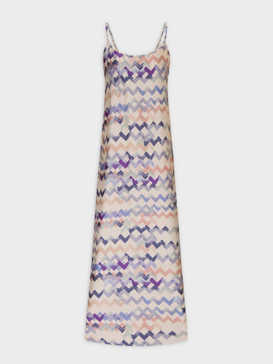 Clearance Crew Neck Slip Dress-Multi Color Chevron Dresses