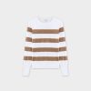 Online Striped Cotton Sweater-Tan Tops