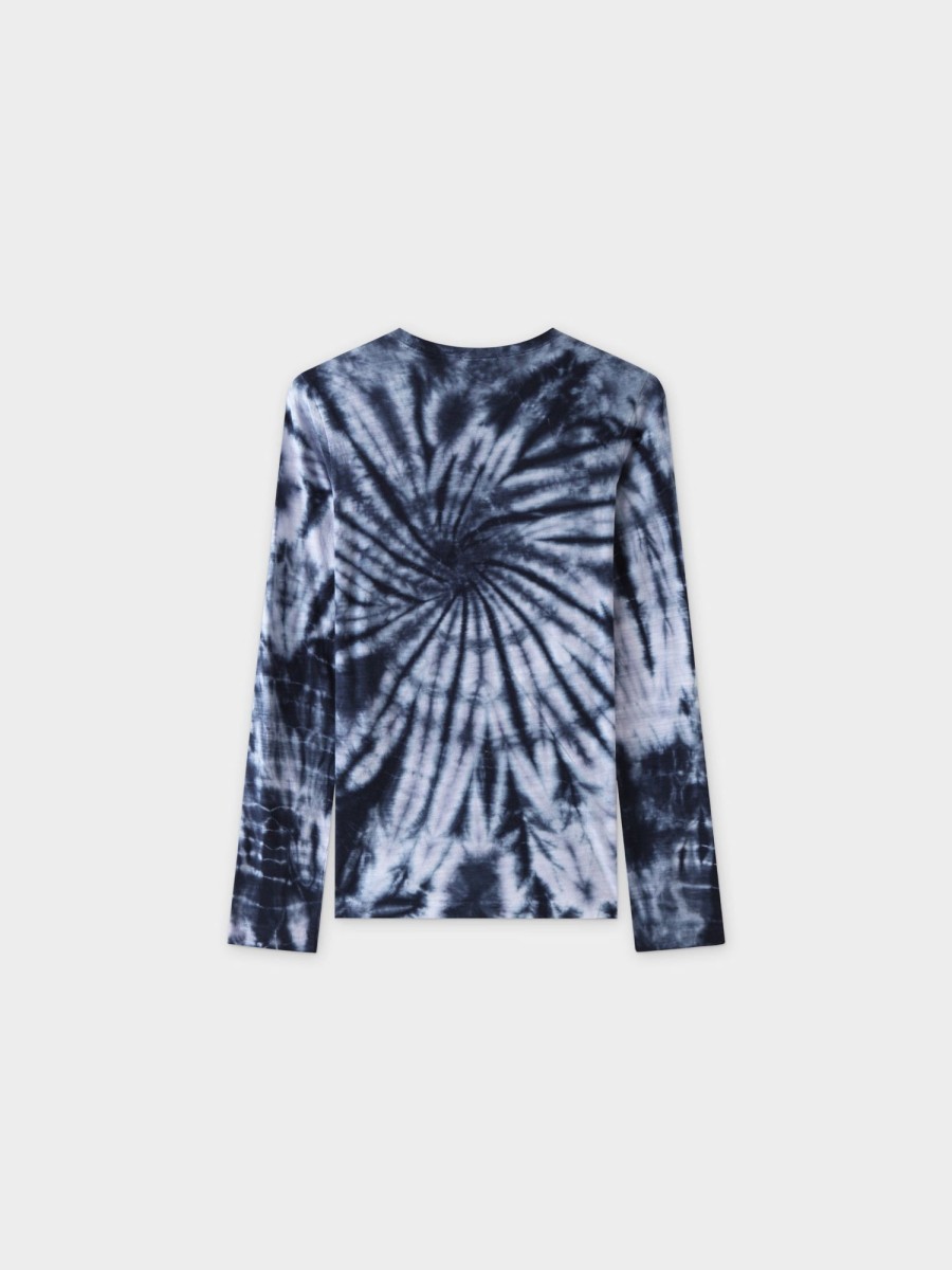 Hot Tie Dye Swirl Tee-White/Blue Tees