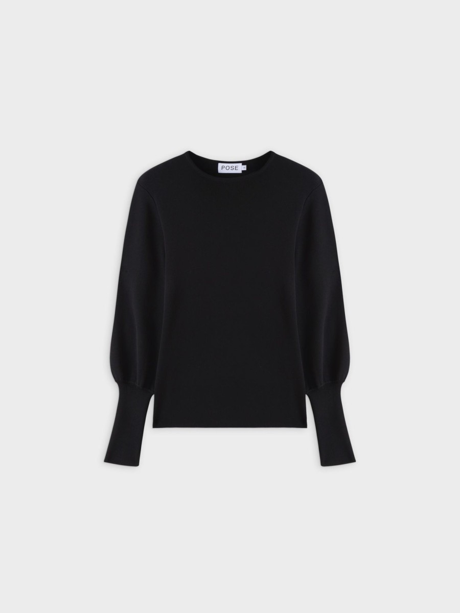 Online High Cuff Sweater-Black Tops