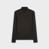 Clearance Heathered Turtleneck-Black Tops