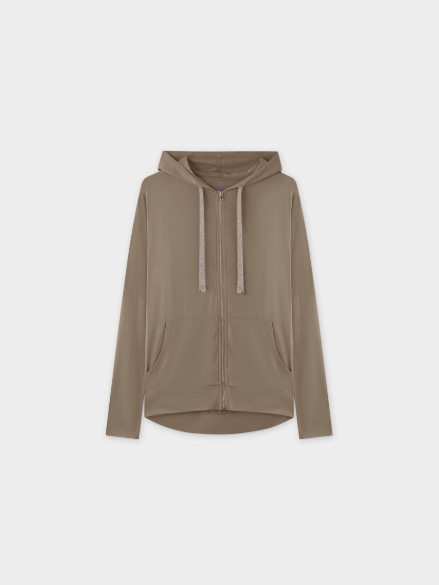 Wholesale Zip Up Hoodie-Taupe Tees