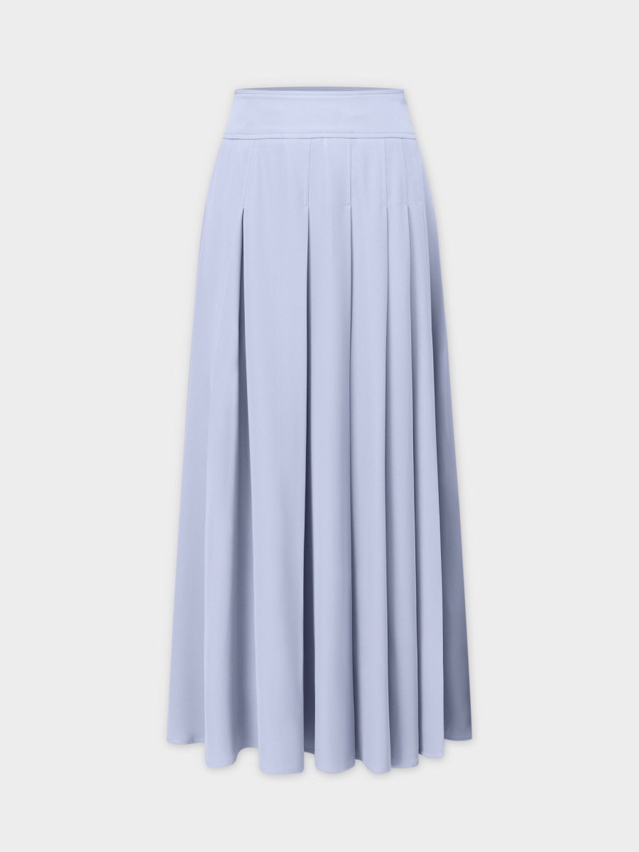 Clearance Yolk Pleated Skirt 37"-Grey Blue Skirts