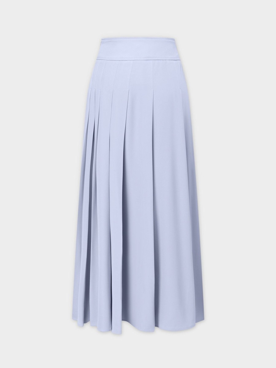 Clearance Yolk Pleated Skirt 37"-Grey Blue Skirts