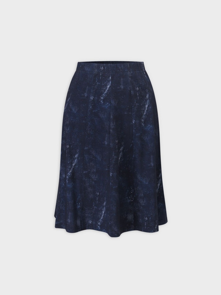 Best Denim Printed Panel Skirt-Blue 24" Sets