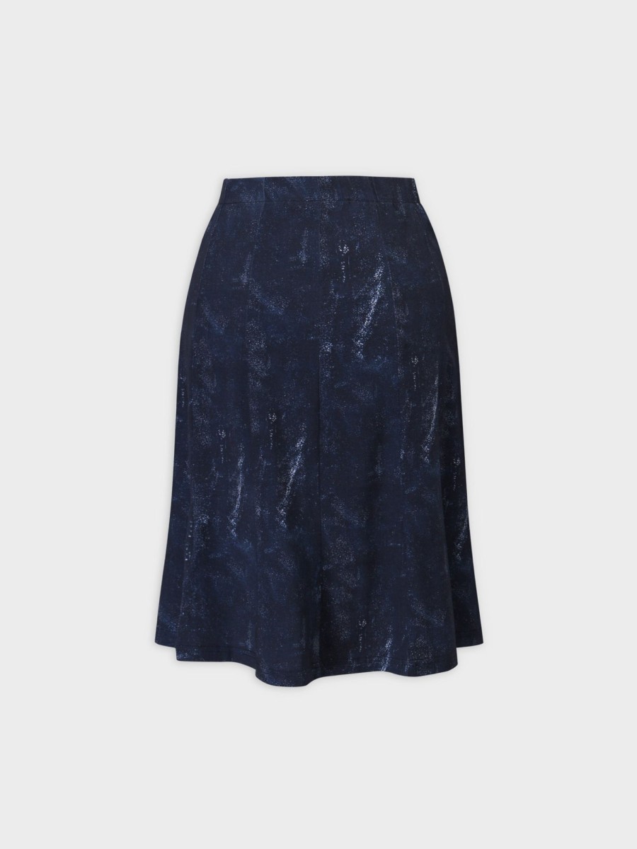 Best Denim Printed Panel Skirt-Blue 24" Sets